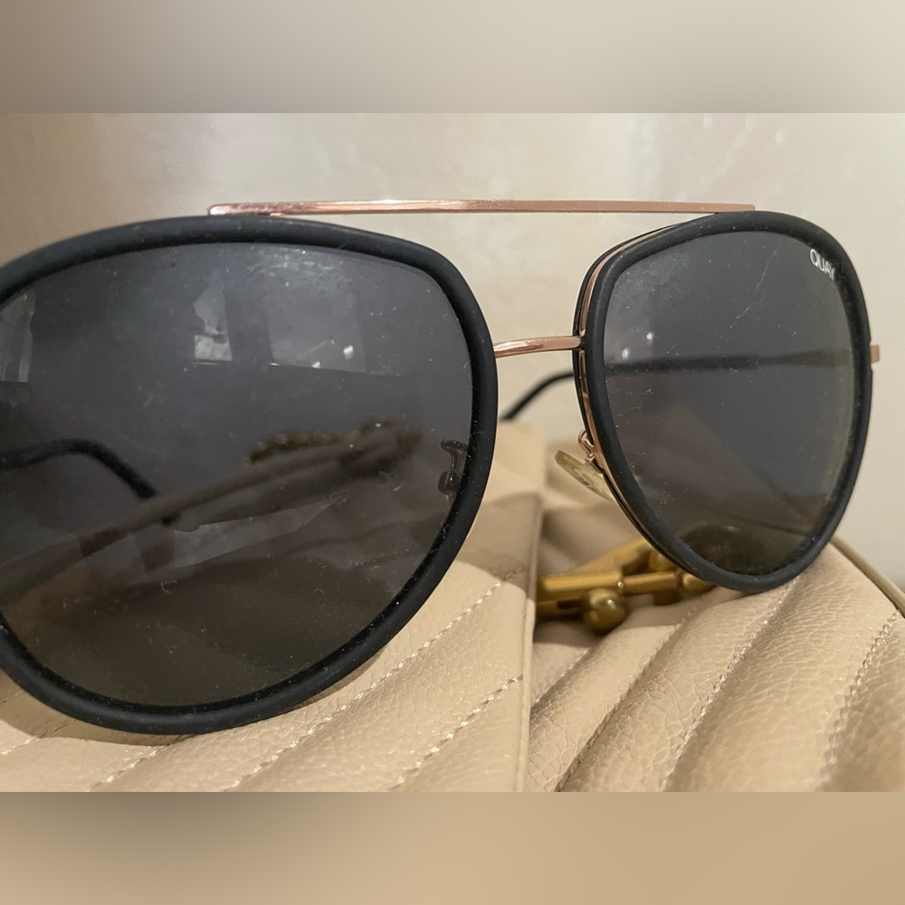 Quay Australia Needing Frame 65mm Aviator Sunglasses black/smoke/gold